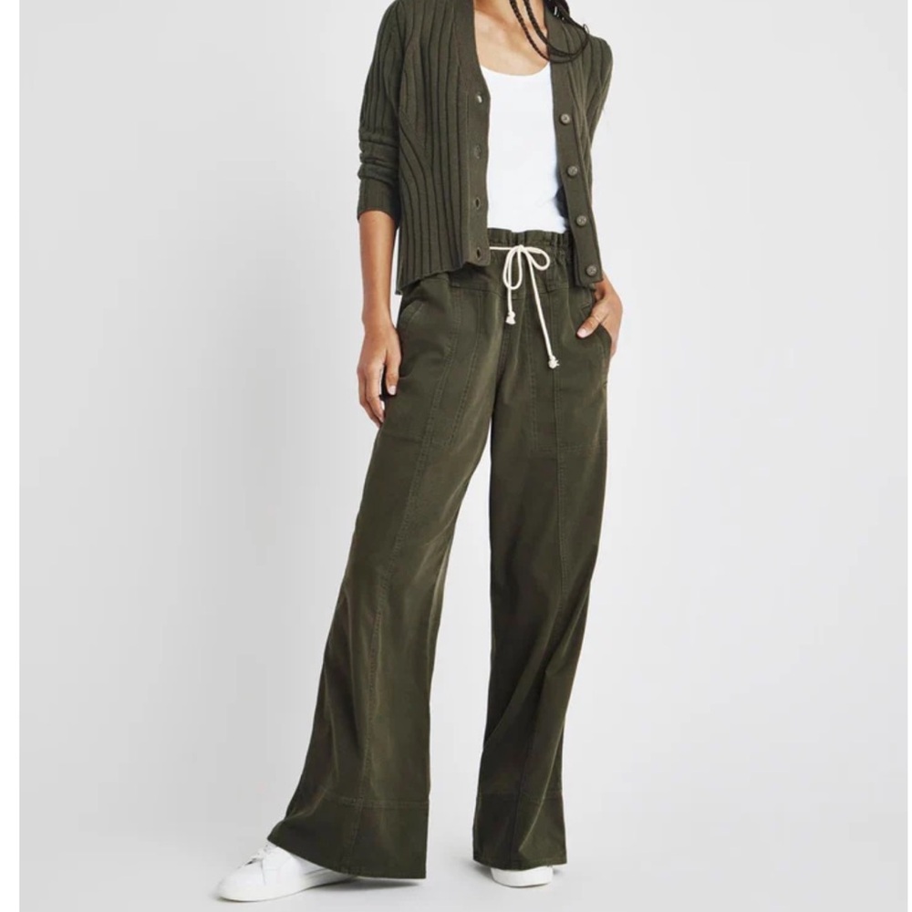 Splendid Annika Wide Leg Pant Size S Women Preppy Cotton Blend Pockets In Olive